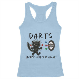 Funny Grumpy Cat Dart Player Racerback Tank Top Because Murder Is Wrong Pub Game Gift - Print Your Wear