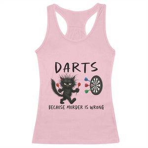 Funny Grumpy Cat Dart Player Racerback Tank Top Because Murder Is Wrong Pub Game Gift - Print Your Wear
