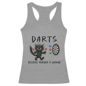 Funny Grumpy Cat Dart Player Racerback Tank Top Because Murder Is Wrong Pub Game Gift TS12 Sport Gray Print Your Wear