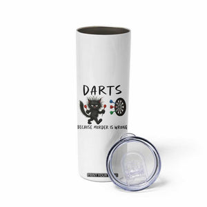 Funny Grumpy Cat Dart Player Skinny Tumbler Because Murder Is Wrong Pub Game Gift - Print Your Wear