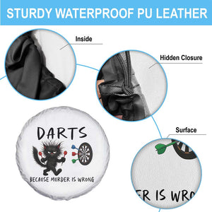 Funny Grumpy Cat Dart Player Spare Tire Cover Because Murder Is Wrong Pub Game Gift - Print Your Wear