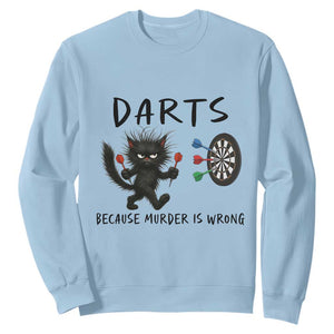 Funny Grumpy Cat Dart Player Sweatshirt Because Murder Is Wrong Pub Game Gift - Print Your Wear