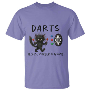 Funny Grumpy Cat Dart Player T Shirt Because Murder Is Wrong Pub Game Gift - Print Your Wear