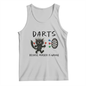 Funny Grumpy Cat Dart Player Tank Top Because Murder Is Wrong Pub Game Gift - Print Your Wear