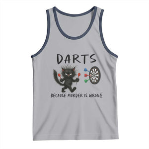 Funny Grumpy Cat Dart Player Tank Top Because Murder Is Wrong Pub Game Gift TS12 Athletic Heather Navy Print Your Wear