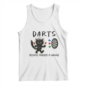 Funny Grumpy Cat Dart Player Tank Top Because Murder Is Wrong Pub Game Gift TS12 White Print Your Wear