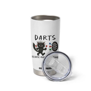Funny Grumpy Cat Dart Player Tumbler Cup Because Murder Is Wrong Pub Game Gift - Print Your Wear