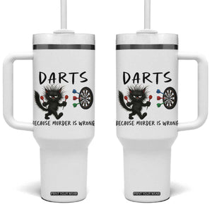 Funny Grumpy Cat Dart Player Tumbler With Handle Because Murder Is Wrong Pub Game Gift TS12 One Size: 40 oz White Print Your Wear