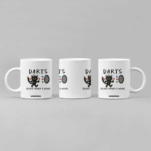 Funny Grumpy Cat Dart Player Coffee Mug Because Murder Is Wrong Pub Game Gift - Print Your Wear