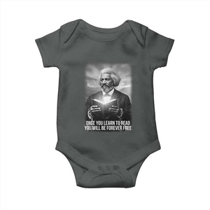 Frederick Douglass Baby Onesie Once You Learn To Read You Will Be Forever Free TS12 Dark Heather Print Your Wear