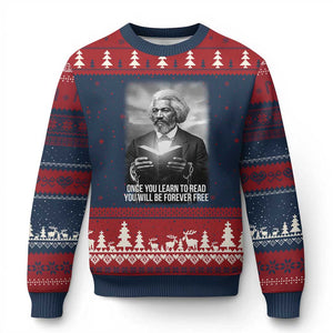 Frederick Douglass Ugly Christmas Sweater Once You Learn To Read You Will Be Forever Free TS12 Navy Red Print Your Wear