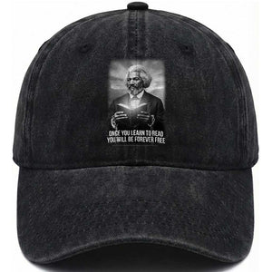 Frederick Douglass Washed Cotton Baseball Cap Once You Learn To Read You Will Be Forever Free TS12 Print Your Wear