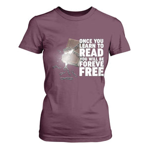 Frederick Douglass Freedom Quote T Shirt For Women Once You Learn To Read TS12 Maroon Print Your Wear