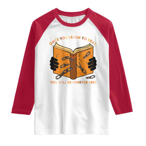 Breaking Every Chain Education Raglan Shirt Frederick Douglass Quote TS12 White Red Print Your Wear