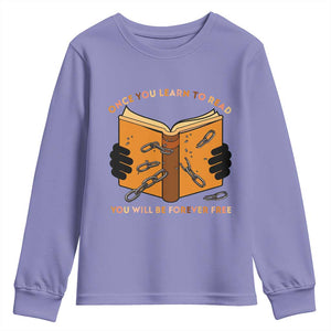 Breaking Every Chain Education Youth Sweatshirt Frederick Douglass Quote TS12 Violet Print Your Wear
