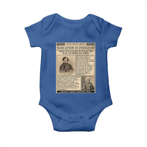 Education Is Freedom Newspaper Baby Onesie Frederick Douglass Black History Month Gift TS12 Royal Blue Print Your Wear