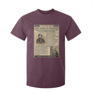 Education Is Freedom Newspaper T Shirt For Kid Frederick Douglass Black History Month Gift TS12 Maroon Print Your Wear