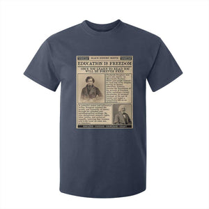 Education Is Freedom Newspaper T Shirt For Kid Frederick Douglass Black History Month Gift TS12 Navy Print Your Wear
