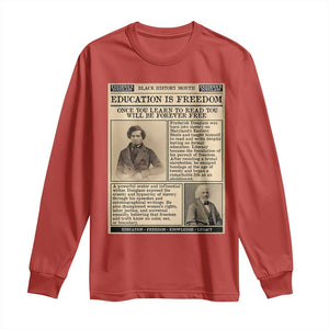 Education Is Freedom Newspaper Long Sleeve Shirt Frederick Douglass Black History Month Gift TS12 Red Print Your Wear