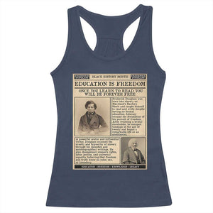 Education Is Freedom Newspaper Racerback Tank Top Frederick Douglass Black History Month Gift TS12 Navy Print Your Wear