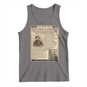 Education Is Freedom Newspaper Tank Top Frederick Douglass Black History Month Gift TS12 Deep Heather Print Your Wear