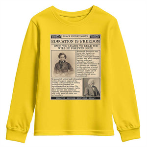 Education Is Freedom Newspaper Youth Sweatshirt Frederick Douglass Black History Month Gift TS12 Daisy Print Your Wear