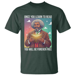 Frederick Douglass Reading And Freedom T Shirt African American Heritage TS12 Dark Forest Green Print Your Wear