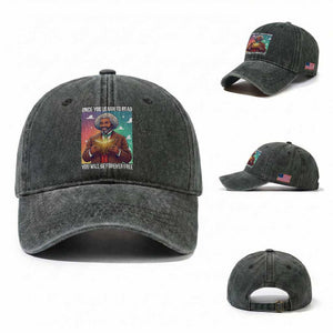 Frederick Douglass Reading And Freedom Washed Cotton Baseball Cap African American Heritage TS12 Washed Cap Universal Fit Dark Green Print Your Wear