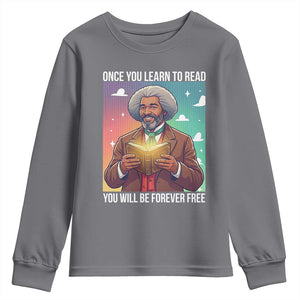 Frederick Douglass Reading And Freedom Youth Sweatshirt African American Heritage TS12 Charcoal Print Your Wear