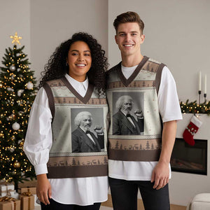 Strong Black History Leader V-Neck Knit Sweater Vest Frederick Douglass Empowerment TS12 Mocha Mousse Print Your Wear