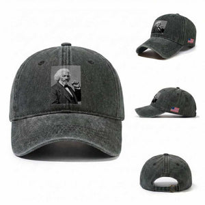 Strong Black History Leader Washed Cotton Baseball Cap Frederick Douglass Empowerment TS12 Washed Cap Universal Fit Dark Green Print Your Wear