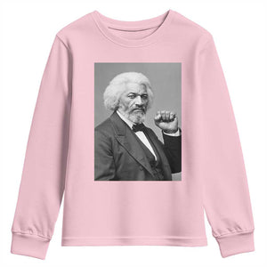 Strong Black History Leader Youth Sweatshirt Frederick Douglass Empowerment TS12 Light Pink Print Your Wear