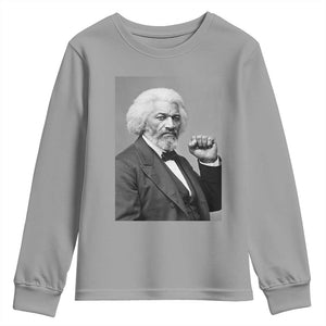 Strong Black History Leader Youth Sweatshirt Frederick Douglass Empowerment TS12 Sport Gray Print Your Wear