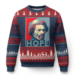Frederick Douglass Hope Poster Ugly Christmas Sweater African American Heritage TS12 Navy Red Print Your Wear