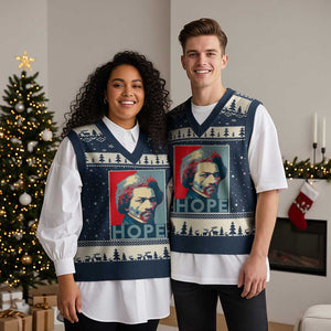 Frederick Douglass Hope Poster V-Neck Knit Sweater Vest African American Heritage TS12 Navy Beige Print Your Wear
