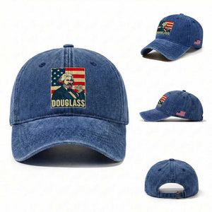 Frederick Douglass American Hero Washed Cotton Baseball Cap Black History Month Gift TS12 Washed Cap Universal Fit Royal Blue Print Your Wear