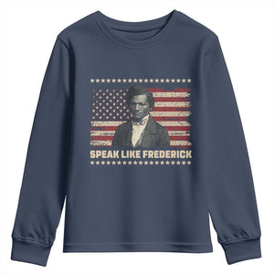 Speak Like Frederick Youth Sweatshirt Black History Month Gift TS12 Navy Print Your Wear