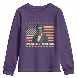 Speak Like Frederick Youth Sweatshirt Black History Month Gift TS12 Purple Print Your Wear
