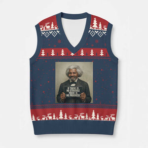 Frederick Douglass Quote V-Neck Knit Sweater Vest If There Is No Struggle There Is No Progress TS12 Navy Red Print Your Wear