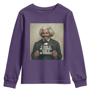 Frederick Douglass Quote Youth Sweatshirt If There Is No Struggle There Is No Progress TS12 Purple Print Your Wear