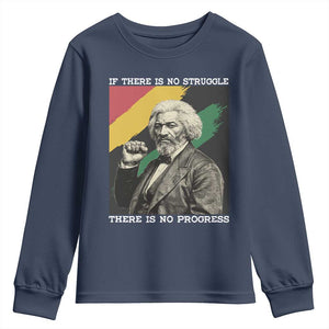 Frederick Douglass Struggle And Progress Youth Sweatshirt Inspirational Black History TS12 Navy Print Your Wear
