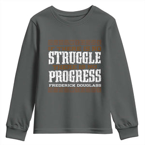 Frederick Douglass Empowerment Quote Gift Youth Sweatshirt No Struggle No Progress TS12 Dark Heather Print Your Wear