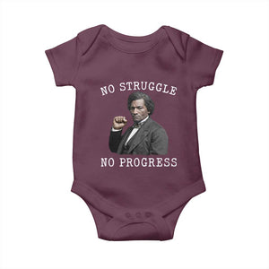 Frederick Douglass Quote Baby Onesie No Struggle No Progress TS12 Maroon Print Your Wear