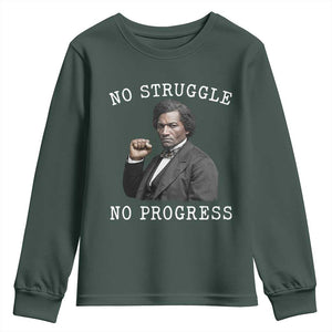 Frederick Douglass Quote Youth Sweatshirt No Struggle No Progress TS12 Dark Forest Green Print Your Wear