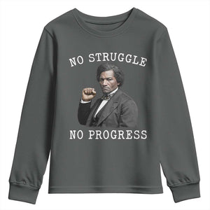 Frederick Douglass Quote Youth Sweatshirt No Struggle No Progress TS12 Dark Heather Print Your Wear