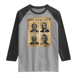 Vintage Black History Heroes Raglan Shirt Strong Black Pride TS12 Sport Gray Black Print Your Wear