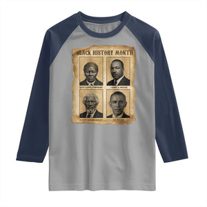 Vintage Black History Heroes Raglan Shirt Strong Black Pride TS12 Sport Gray Navy Print Your Wear