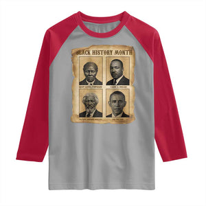 Vintage Black History Heroes Raglan Shirt Strong Black Pride TS12 Sport Gray Red Print Your Wear