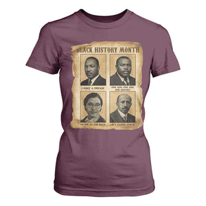 Vintage African American Heroes T Shirt For Women Black Pride Inspiration TS12 Maroon Print Your Wear