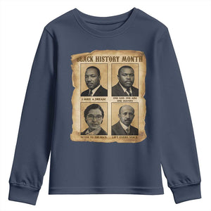 Vintage African American Heroes Youth Sweatshirt Black Pride Inspiration TS12 Navy Print Your Wear